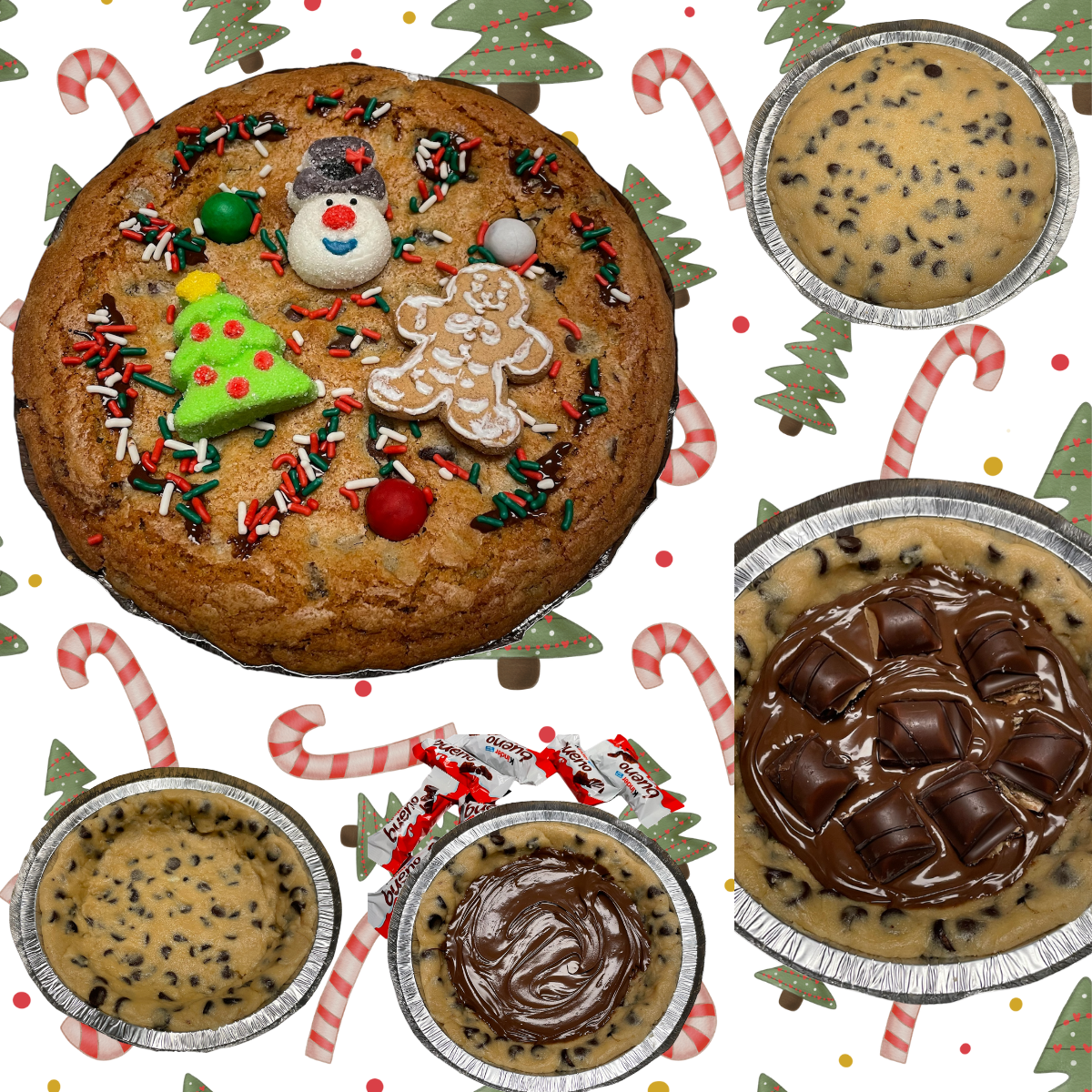 7-Inch Nutella Kinder Bueno Cookie Pie – Holiday Chocolate Chip Deep Dish Cookie Cake, Christmas Sprinkles, Gift Box Dessert, Gourmet Stuffed Cookie